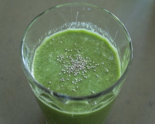 Healthy green smoothie glass